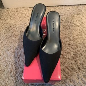 Black Kitten Heel Mules